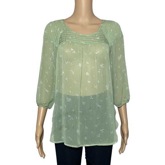 lc lauren conrad top Woman’s Small 3/4 Sleeve Green Pistachio - Picture 1 of 13
